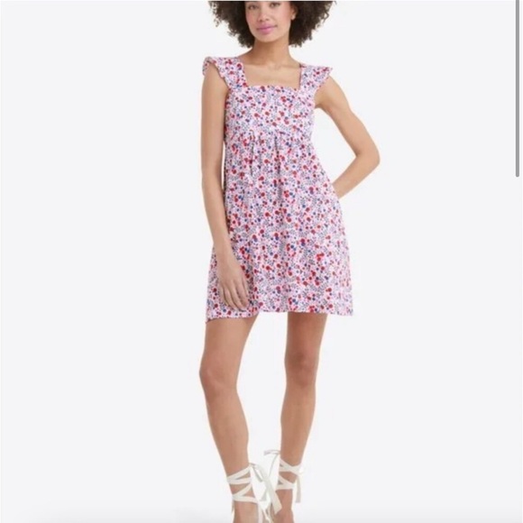 Draper James Maddie Babydoll Dress in Berry Print white red floral mini - Picture 1 of 14